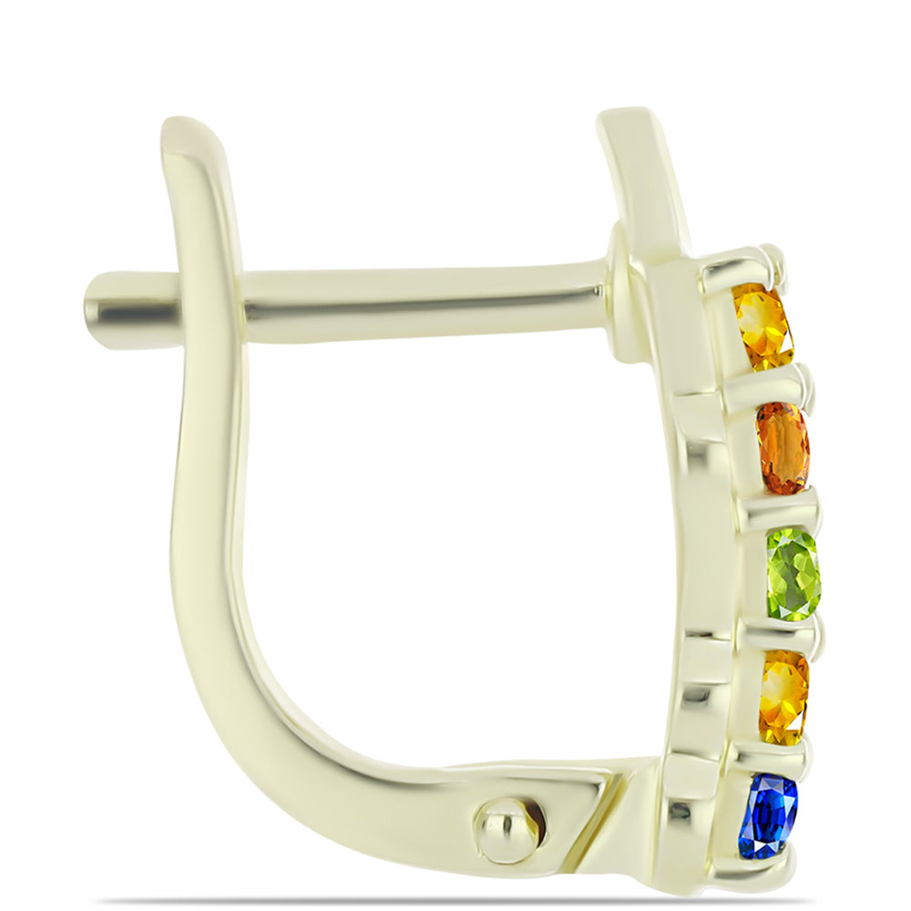 Goldplattierte Silberohrringe mit regenbogenfarbenem Rosebery Saphir