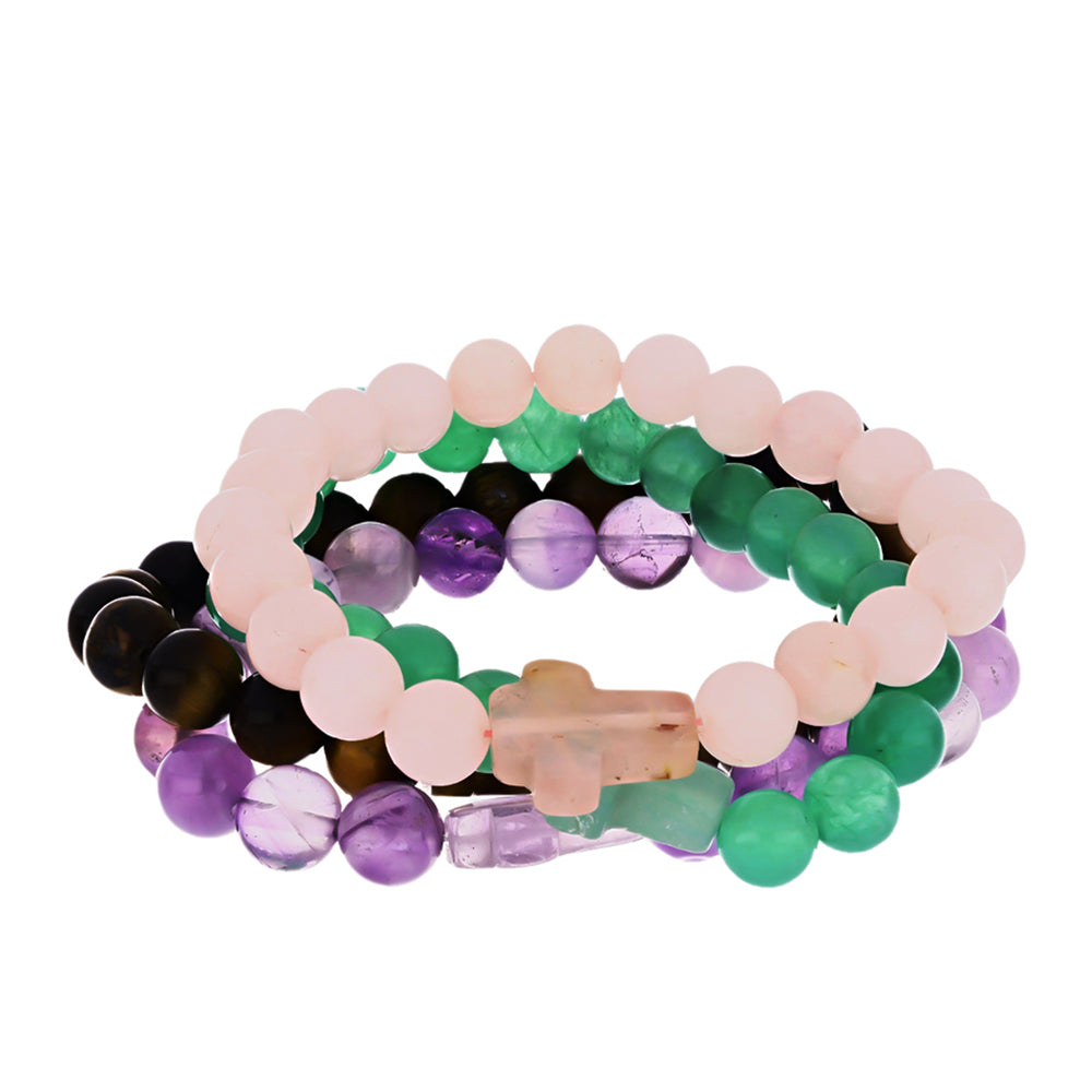 Schmuckgarnitur aus Nugget mit marokkanischem Amethyst und Tigerauge 2 