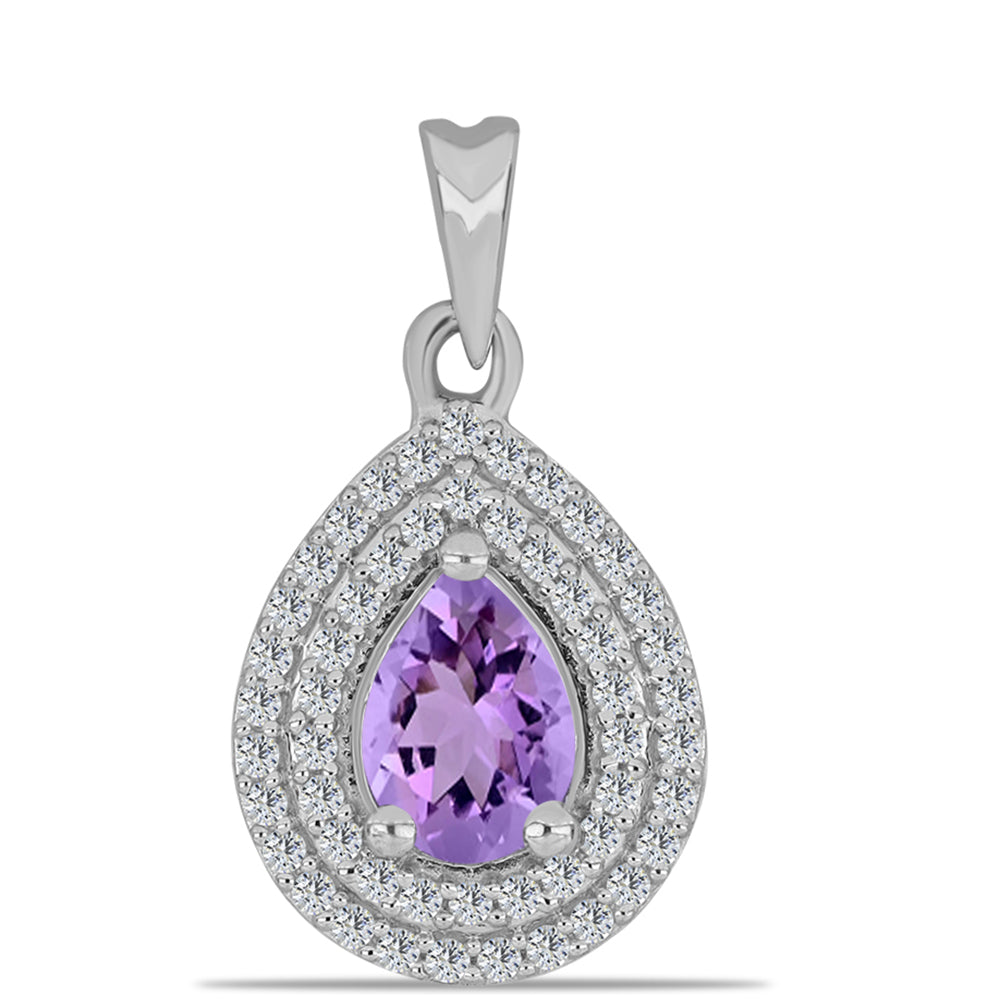 Silberanhänger mit Rose De France Amethyst und weißem Topas