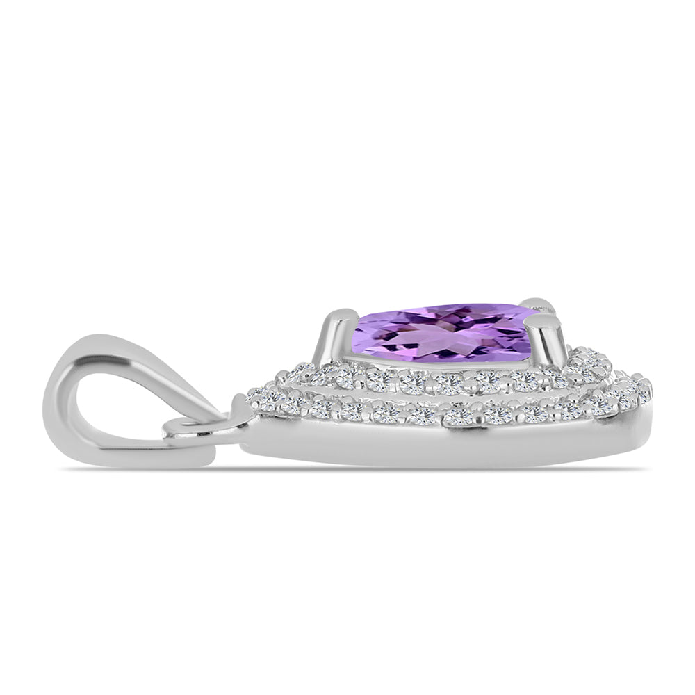 Silberanhänger mit Rose De France Amethyst und weißem Topas