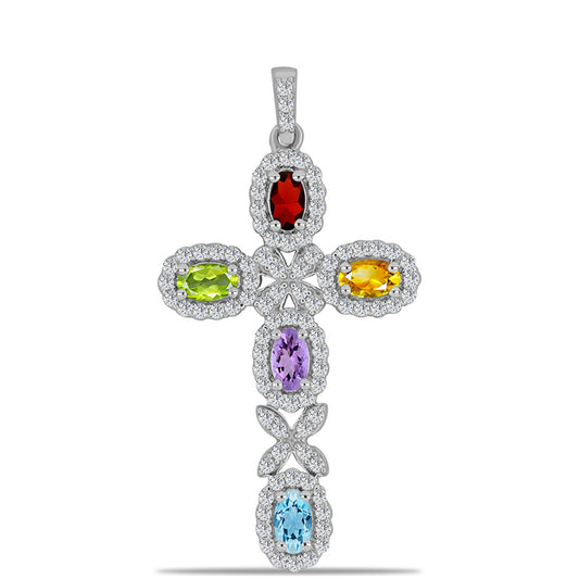 schmuckgarnitur aus Silber mit Rose De France Amethyst und Zitrin aus dem Ural