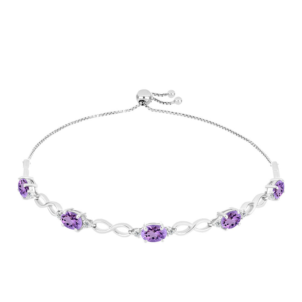Silberarmband mit Rose De France Amethyst und weißem Topas 1 