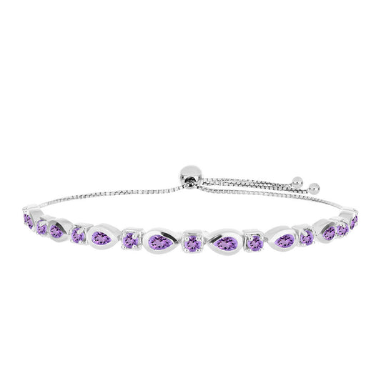 Silberarmband mit Rose De France Amethyst