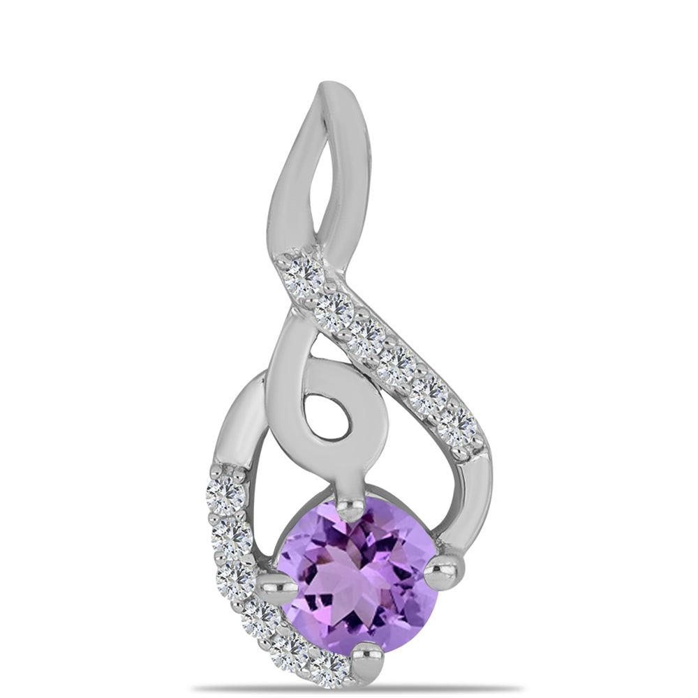 Silberanhänger mit Rose De France Amethyst und weißem Topas 1 
