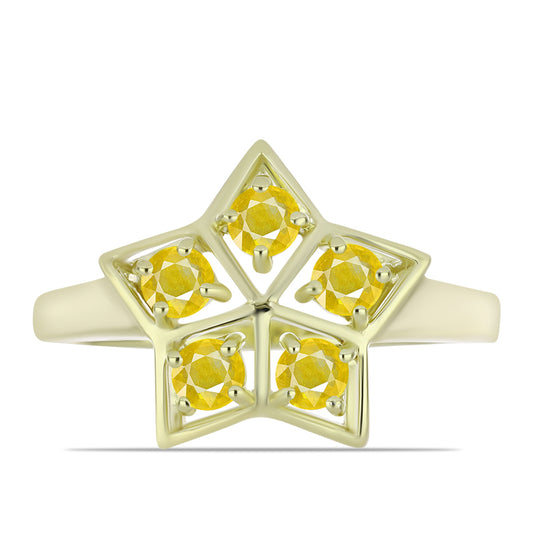 Goldplattierter Silberring mit gelbem Rosebery Saphir