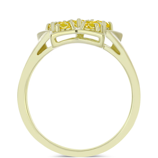 Goldplattierter Silberring mit gelbem Rosebery Saphir
