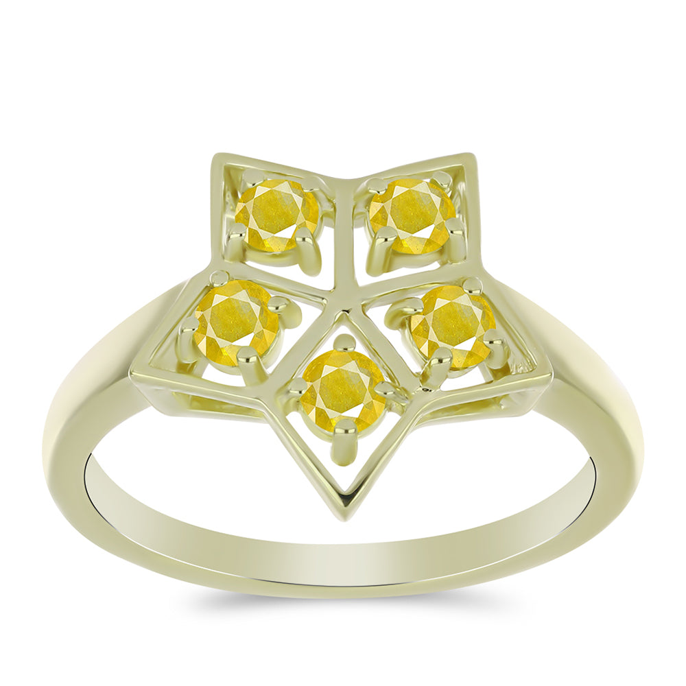 Goldplattierter Silberring mit gelbem Rosebery Saphir 3 