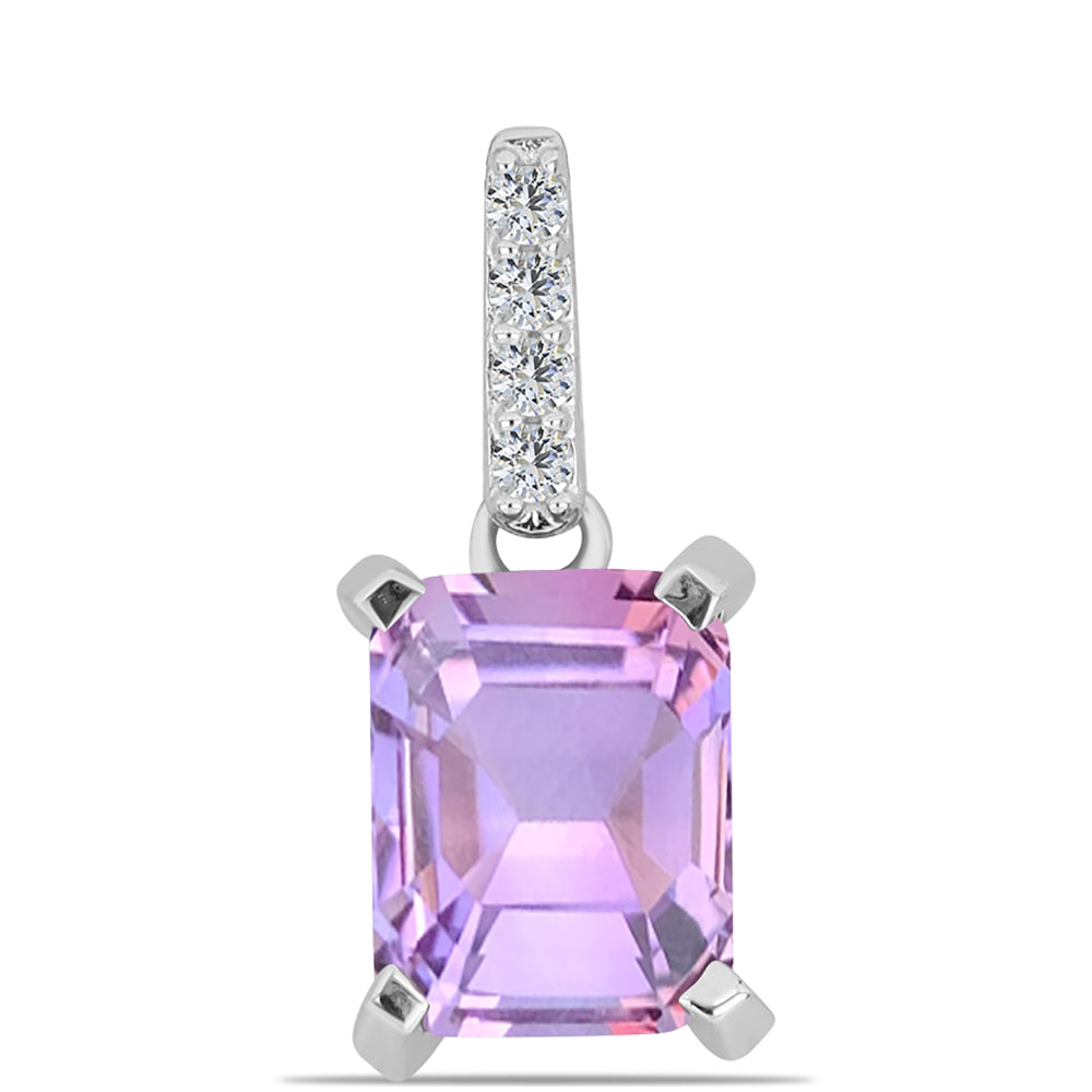 Silberanhänger mit Rose De France Amethyst und weißem Topas 1 