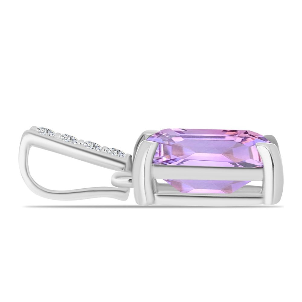 Silberanhänger mit Rose De France Amethyst und weißem Topas 2 