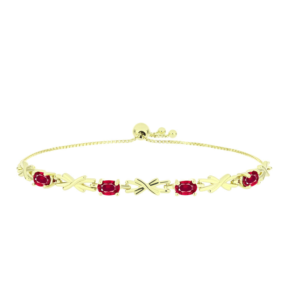 Goldplattiertes Silberarmband mit Rubin aus Madagaskar