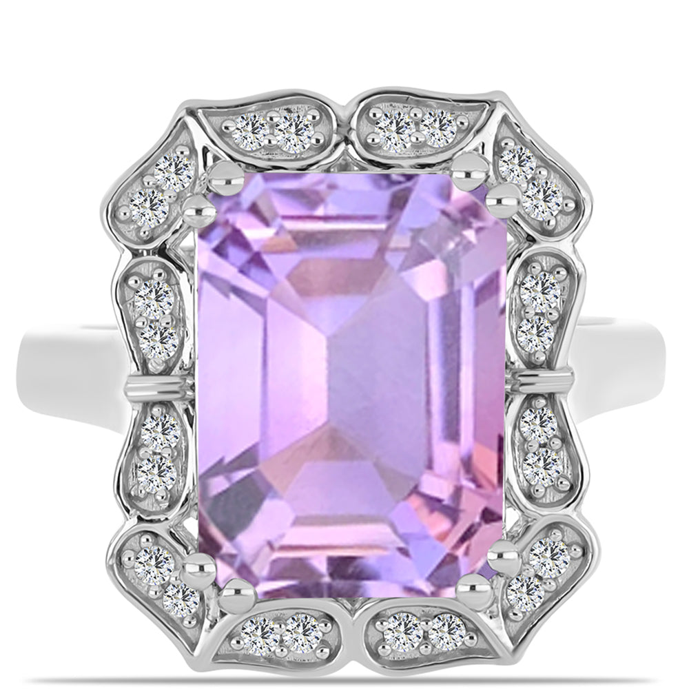 Silberring mit Rose De France Amethyst und weißem Topas 1 