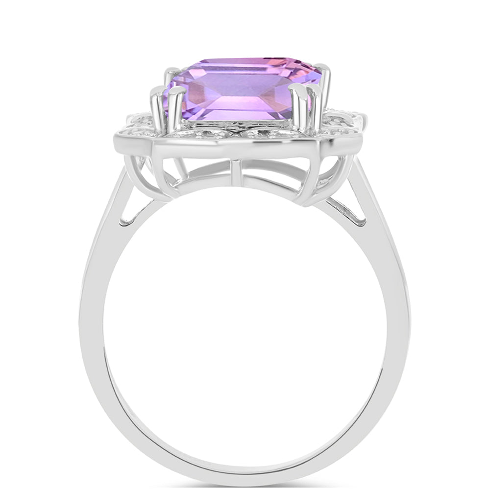 Silberring mit Rose De France Amethyst und weißem Topas 2 