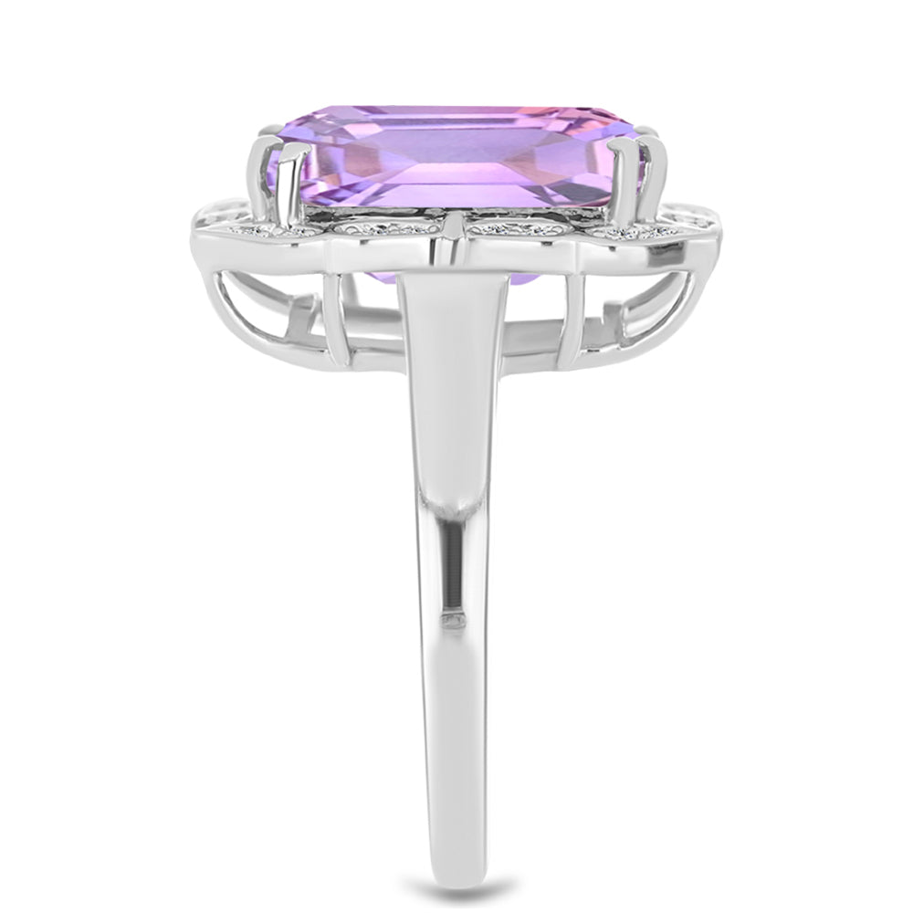 Silberring mit Rose De France Amethyst und weißem Topas