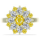 Goldplattierter Silberring mit gelbem Rosebery Saphir und weißem Topas