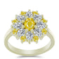 Goldplattierter Silberring mit gelbem Rosebery Saphir und weißem Topas