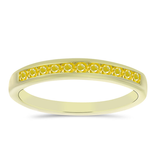 Goldplattierter Silberring mit gelbem Rosebery Saphir