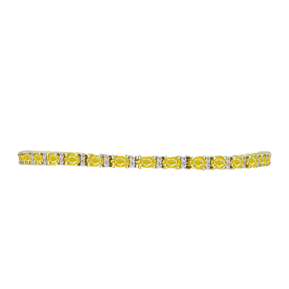 Goldplattiertes Silberarmband mit gelbem Rosebery Saphir und weißem Topas 2 