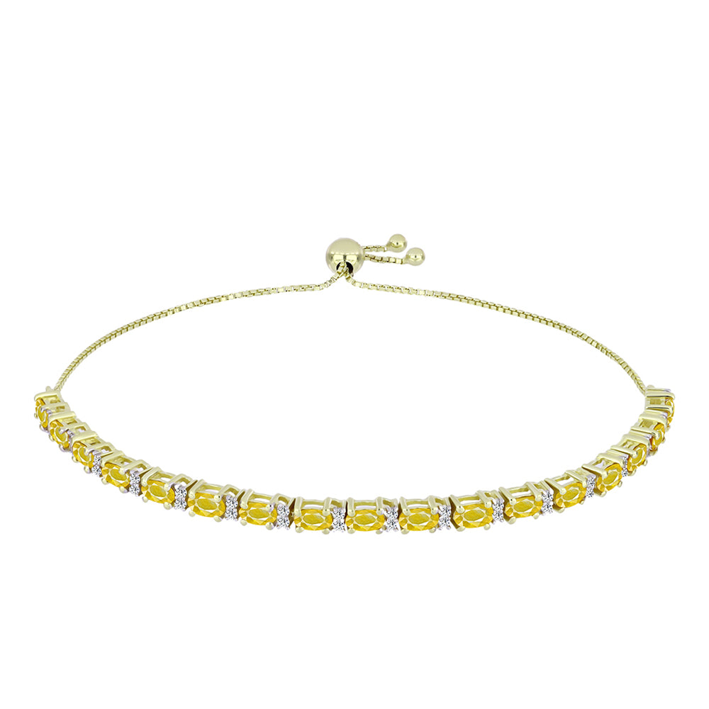 Goldplattiertes Silberarmband mit gelbem Rosebery Saphir und weißem Topas 1 