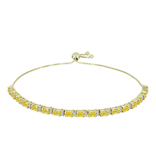 Goldplattiertes Silberarmband mit gelbem Rosebery Saphir und weißem Topas