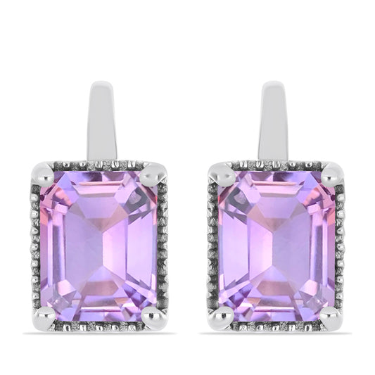 Silberohrringe mit Rose De France Amethyst