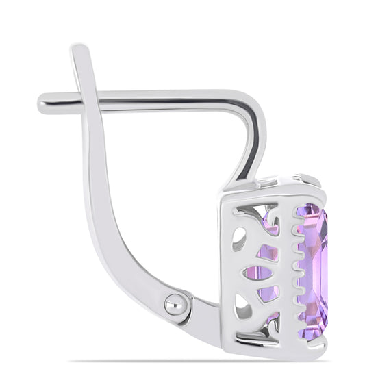 Silberohrringe mit Rose De France Amethyst