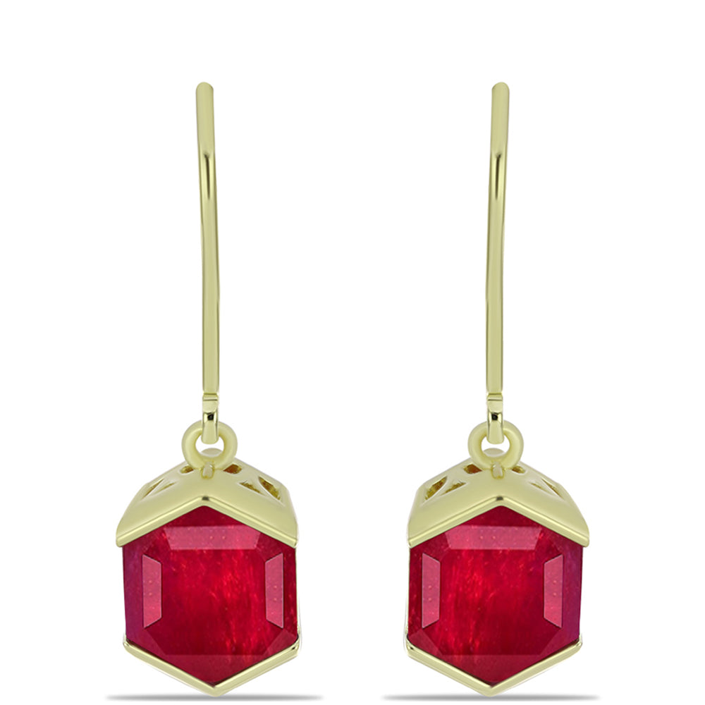 Goldplattierte Silberohrringe mit Rubin aus Madagaskar 1 
