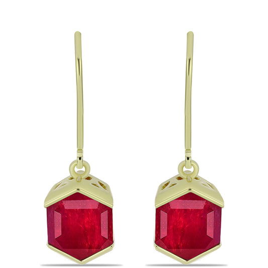 Goldplattierte Silberohrringe mit Rubin aus Madagaskar