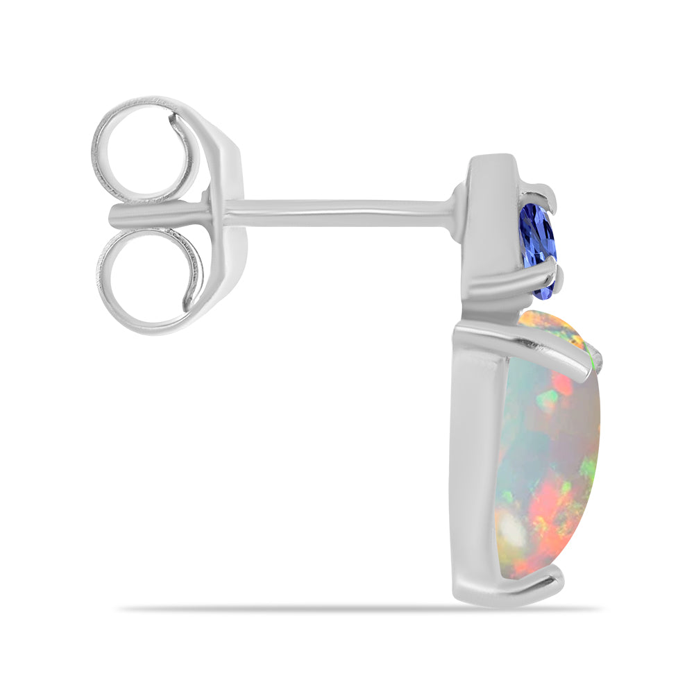 Silberohrringe mit Tansanit und äthiopischem Opal aus Lega Dembi 2 