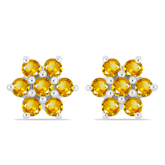 Silberohrringe mit Zitrin aus dem Ural