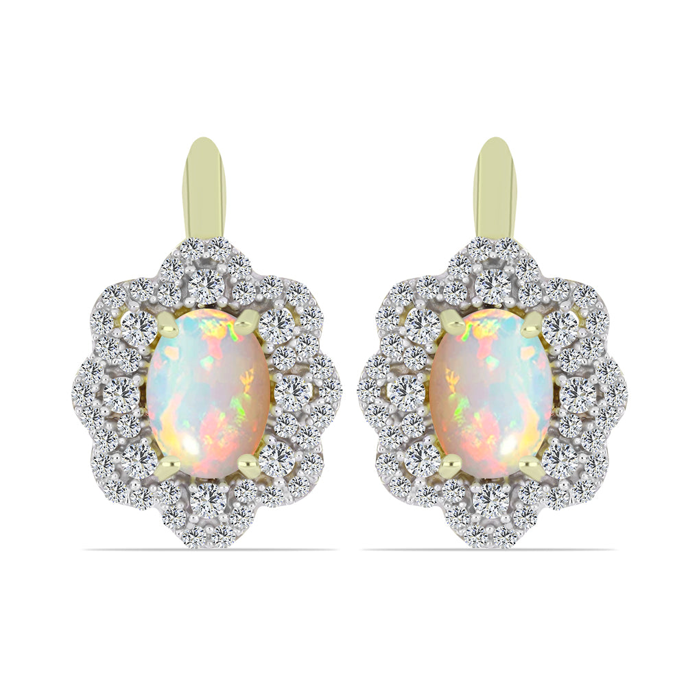 Goldplattierte Silberohrringe mit äthiopischem Opal aus Lega Dembi und weißem Topas