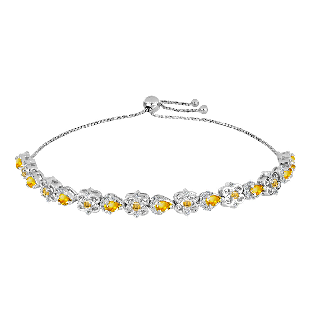 Silberarmband mit Zitrin aus dem Ural und weißem Topas 1 