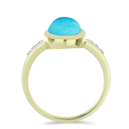 Goldplattierter Silberring mit Dornröschen Türkis und weißem Topas