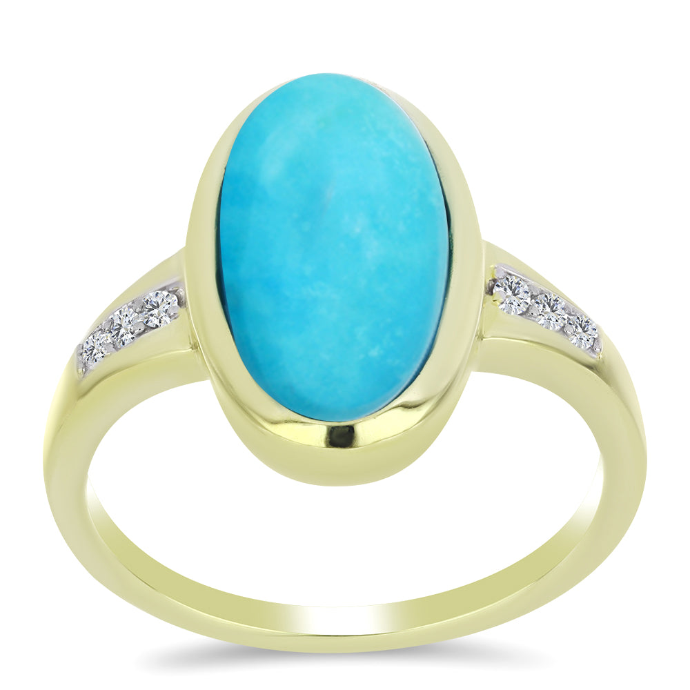 Goldplattierter Silberring mit Dornröschen Türkis und weißem Topas 3 