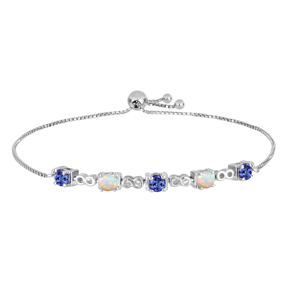 Silberarmband mit Tansanit und äthiopischem Opal aus Lega Dembi 1 