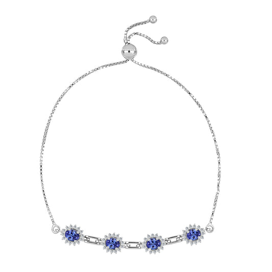 Silberarmband mit Tansanit und weißem Topas