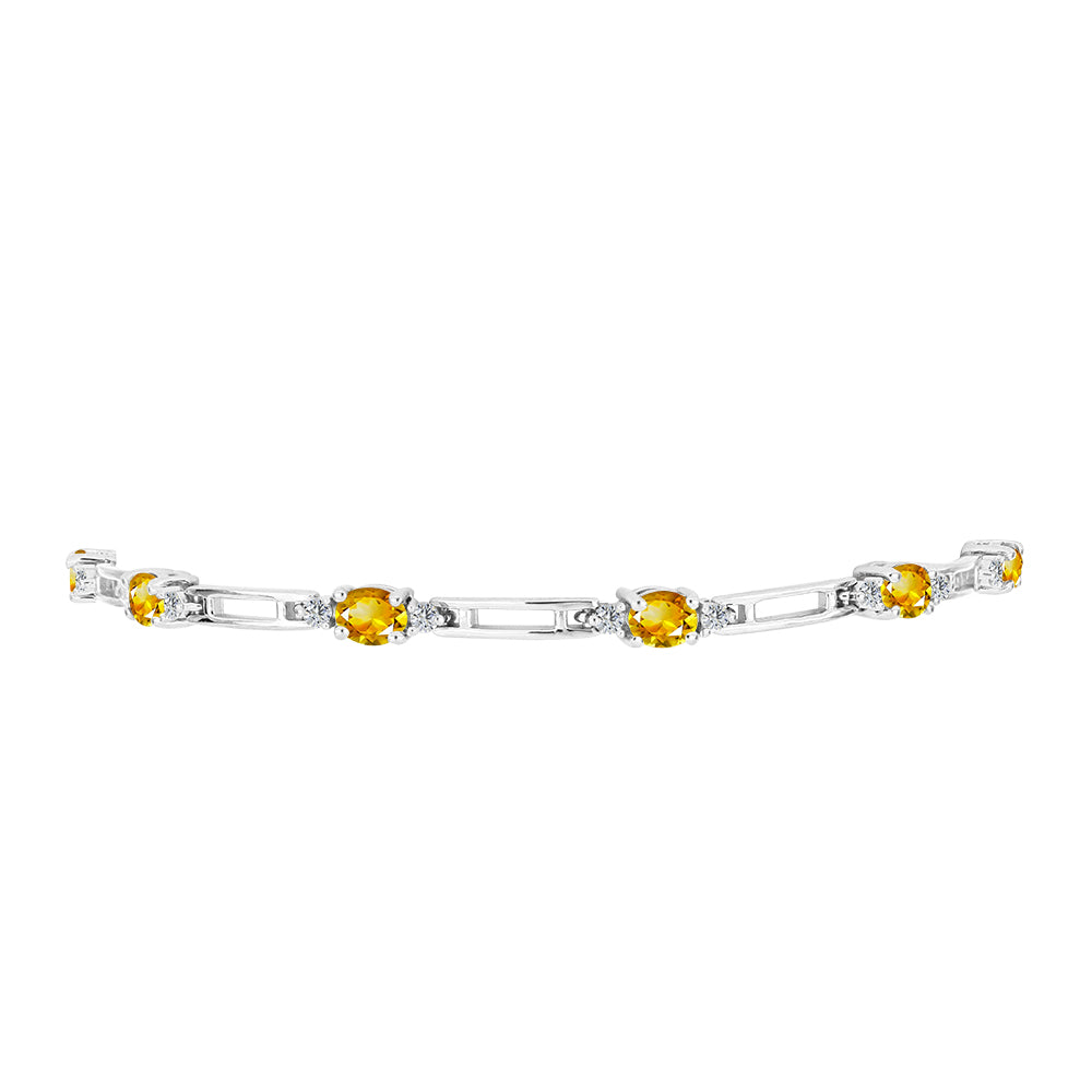 Silberarmband mit Zitrin aus dem Ural und weißem Topas