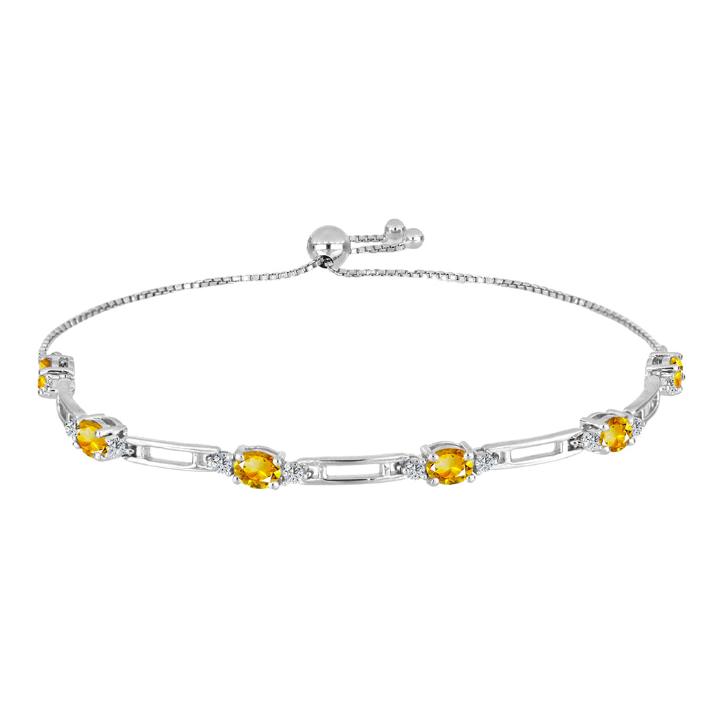 Silberarmband mit Zitrin aus dem Ural und weißem Topas 1 