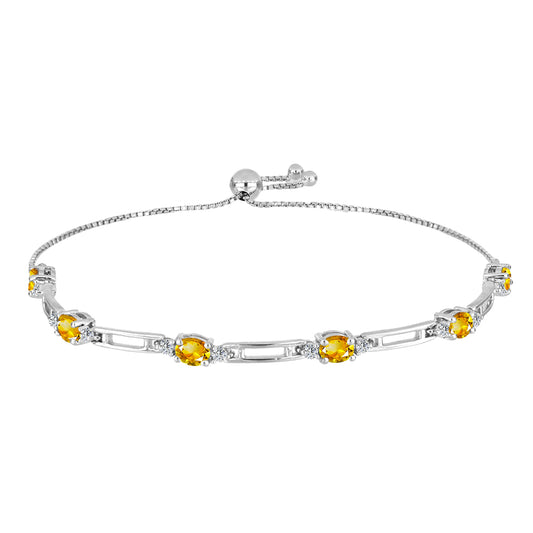 Silberarmband mit Zitrin aus dem Ural und weißem Topas