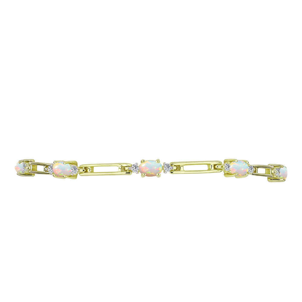 Goldplattiertes Silberarmband mit äthiopischem Opal aus Lega Dembi und weißem Topas 2 