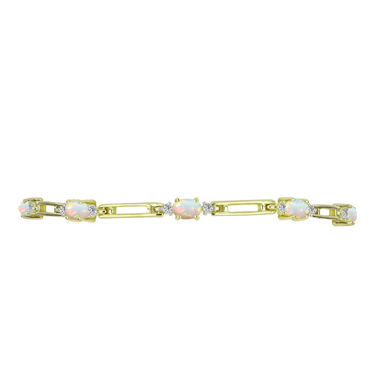 Goldplattiertes Silberarmband mit äthiopischem Opal aus Lega Dembi und weißem Topas