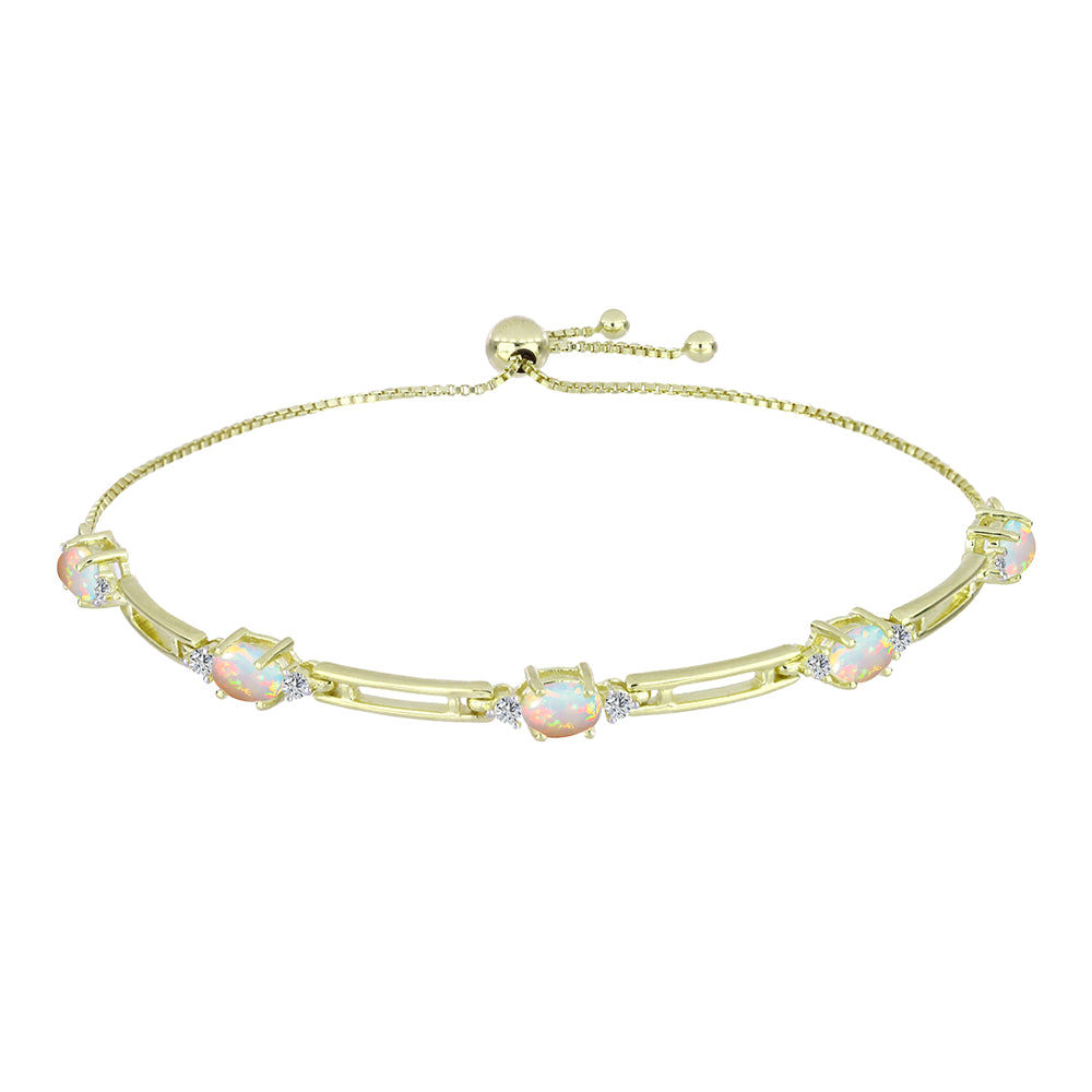 Goldplattiertes Silberarmband mit äthiopischem Opal aus Lega Dembi und weißem Topas 1 