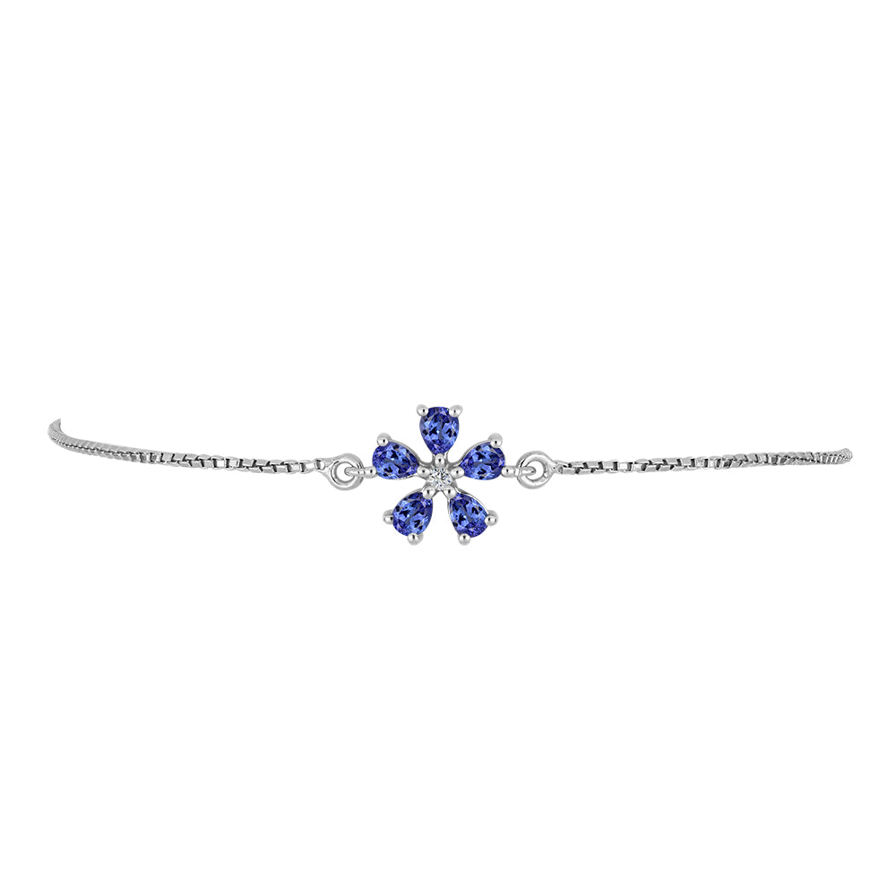 Silberarmband mit Tansanit und weißem Topas 2 