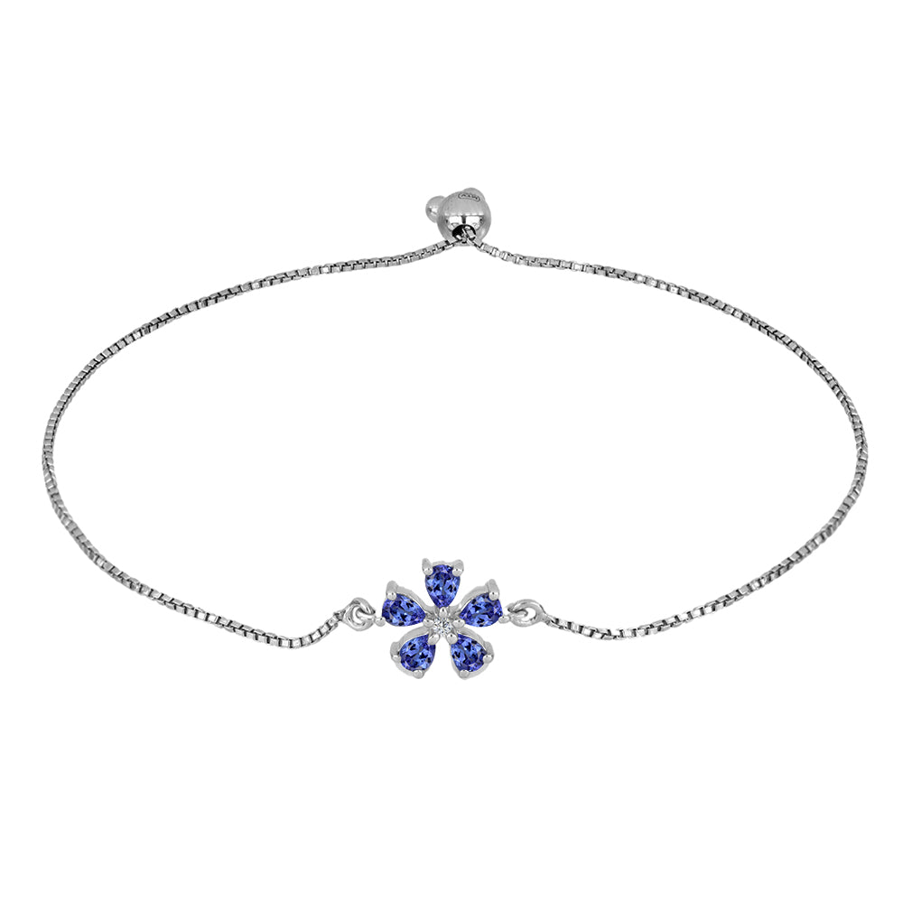 Silberarmband mit Tansanit und weißem Topas 1 