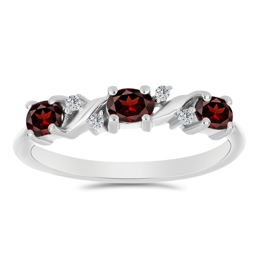 Silberring mit Barton Granat und weißem Topas