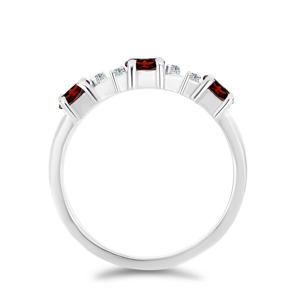 Silberring mit Barton Granat und weißem Topas 2 