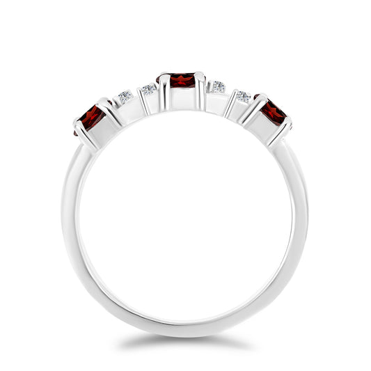 Silberring mit Barton Granat und weißem Topas