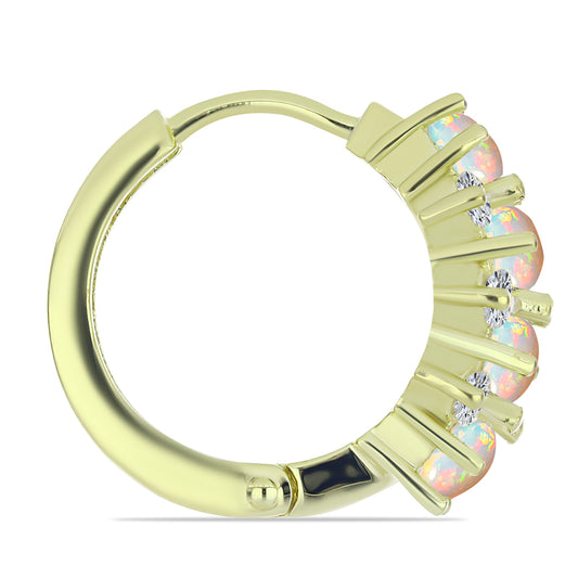 Goldplattierte Silberohrringe mit äthiopischem Opal aus Lega Dembi und weißem Topas