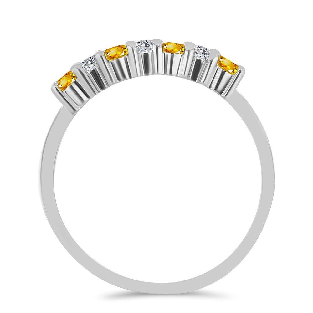 Silberring mit Zitrin aus dem Ural und weißem Topas