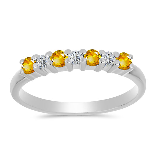 Silberring mit Zitrin aus dem Ural und weißem Topas