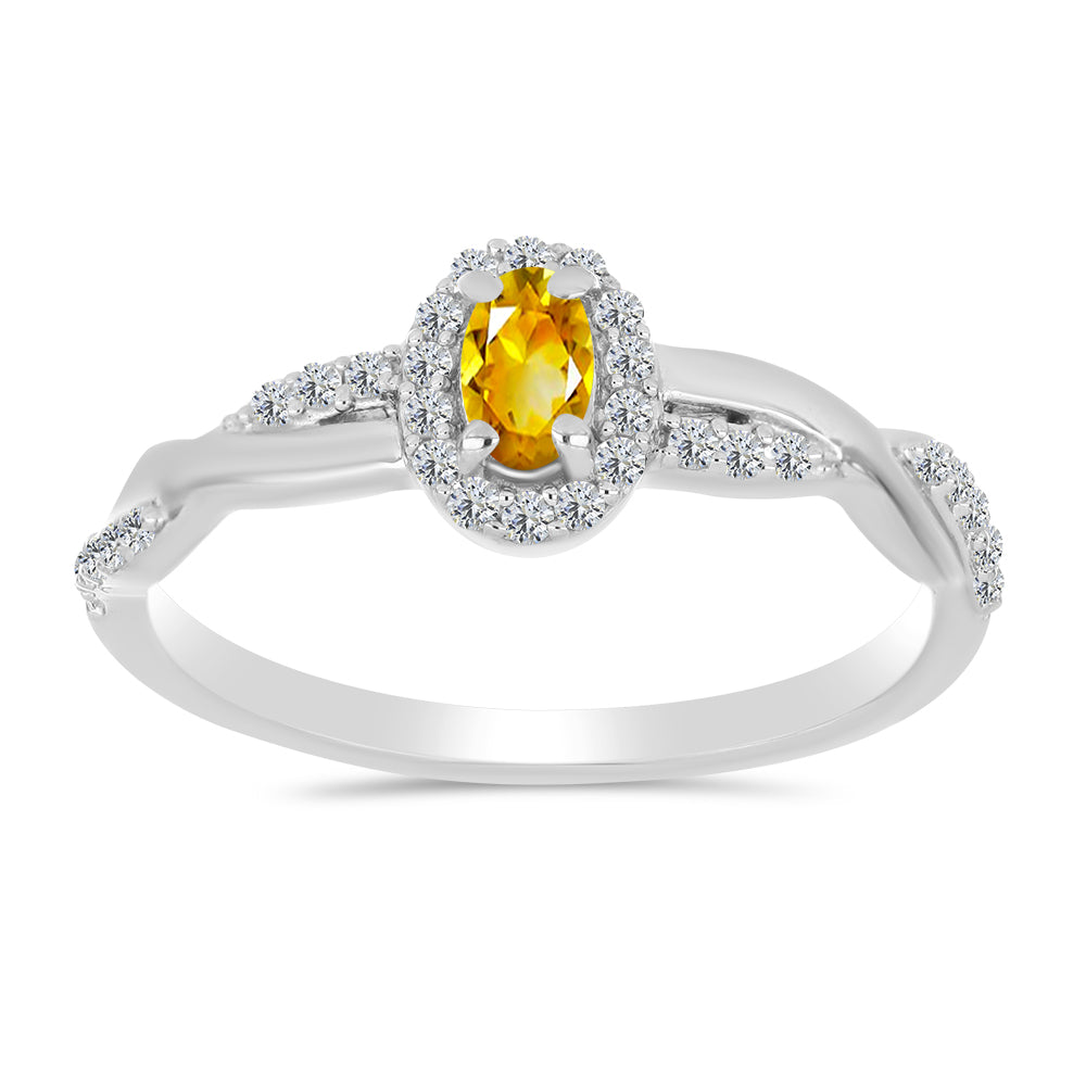 Silberring mit Zitrin aus dem Ural und weißem Topas 1 